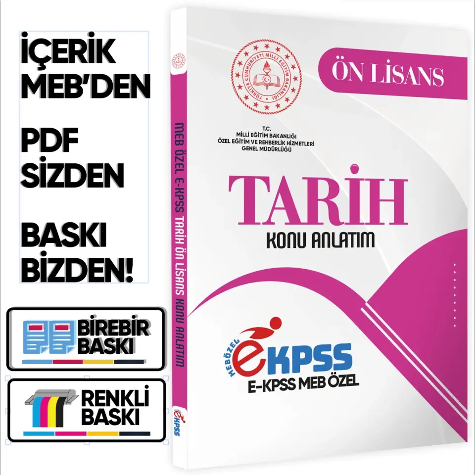2026 MEB Özel EKPSS Önlisans-Ortaöğretim TARİH Konu Anlatımı Kitabı (A4 Büyük Boyutlu)BASKI ÜCRETİ