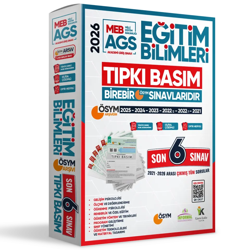 2026 MEB-AGS EĞİTİM BİLİMLERİ ÖSYM Tıpkı Basım Çıkmış Soru 6lı Deneme Paketi Video Çözümlü Türkiye G.