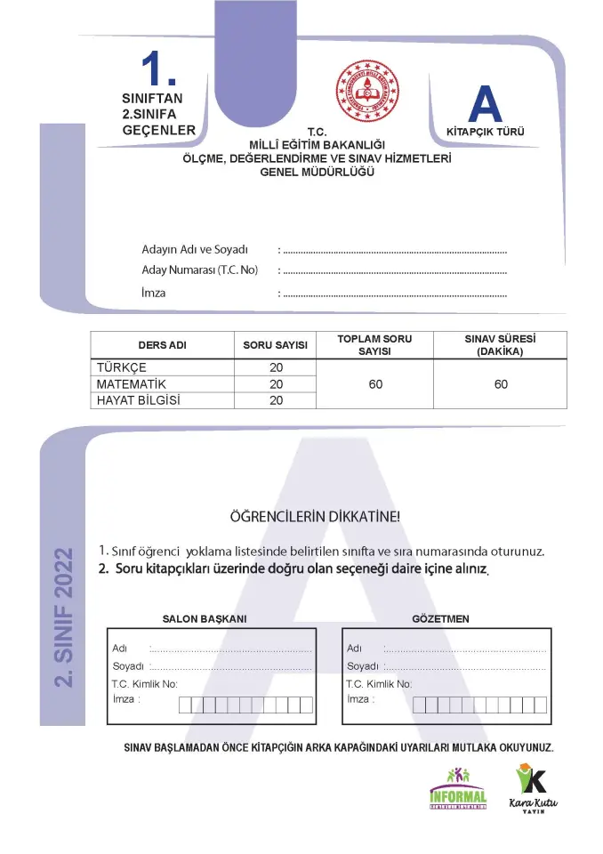 1.Sınıf Özel Okullar ve Bursluluk Hazırlık MEB Tıpkı Basım Deneme 3lü Fasikül SETİ