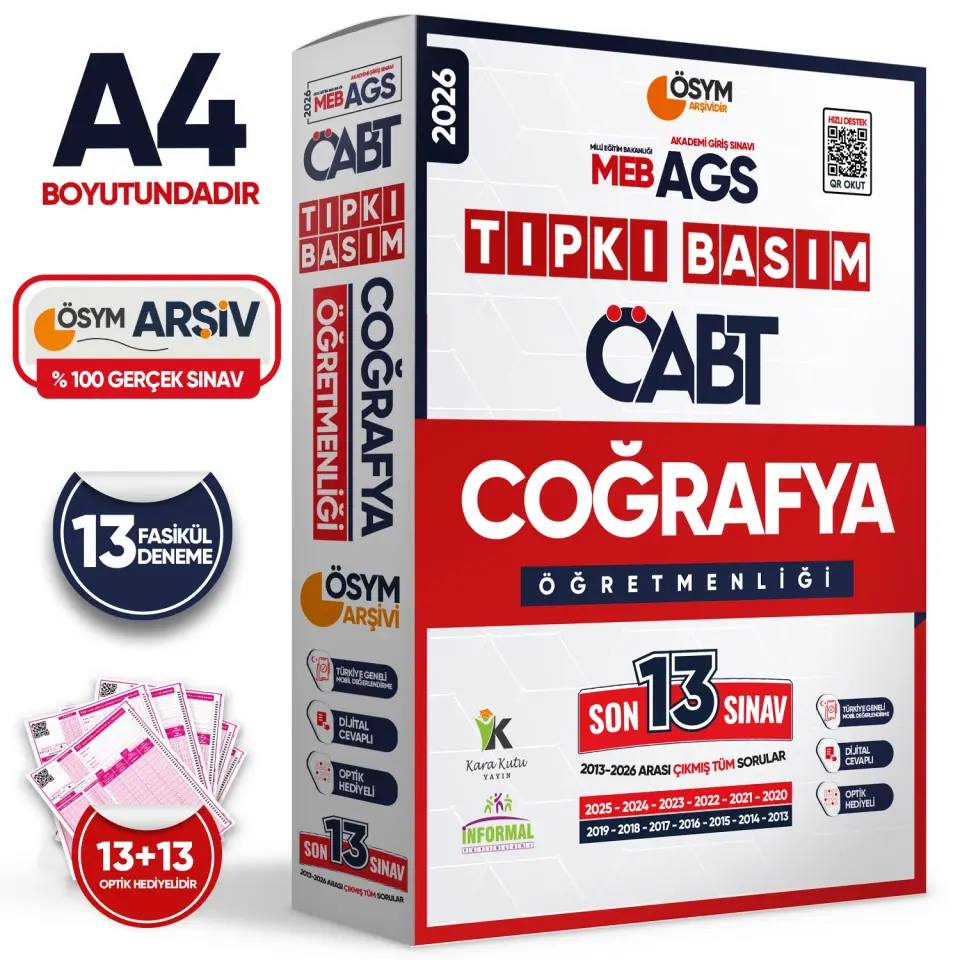 2026 MEB-AGS ÖABT Coğrafya Öğretmenliği ÖSYM Tıpkı Basım 13lü Deneme Paketi Dijital Cevaplı