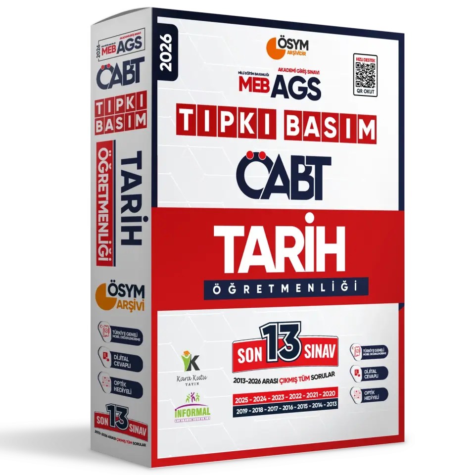 2026 MEB-AGS ÖABT Tarih Öğretmenliği ÖSYM Tıpkı Basım 13lü Deneme Paketi Dijital Cevaplı