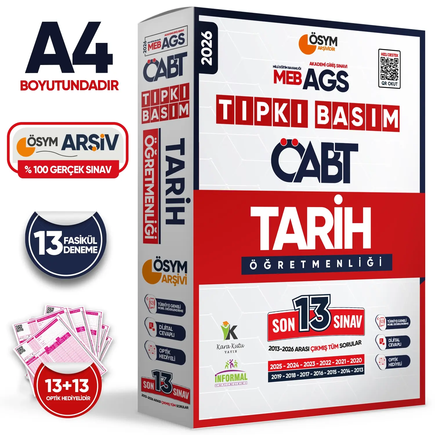 2026 MEB-AGS ÖABT Tarih Öğretmenliği ÖSYM Tıpkı Basım 13lü Deneme Paketi Dijital Cevaplı