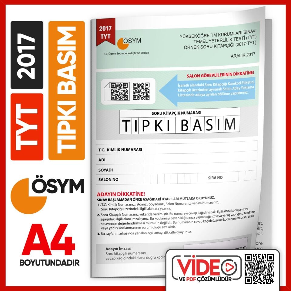 2017-2018 TYT-MSÜ ÖSYM Çıkmış Soru Tıpkı Basım 3 kitapçık Seti (Video Çözümlü Türkiye Geneli)
