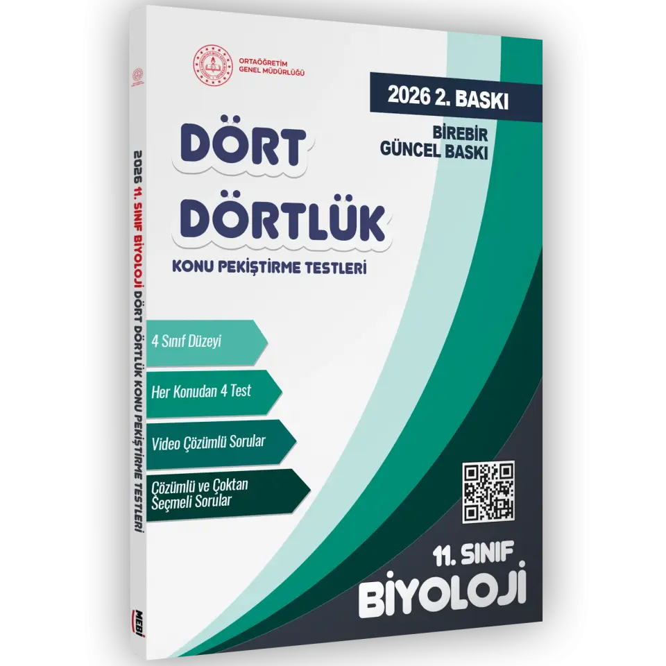 2026 MEBİ-OGM 11. Sınıf Dört Dörtlük Biyoloji Pekiştirme Testi A4 Renkli Soru Bankası BASKI ÜCRETİ