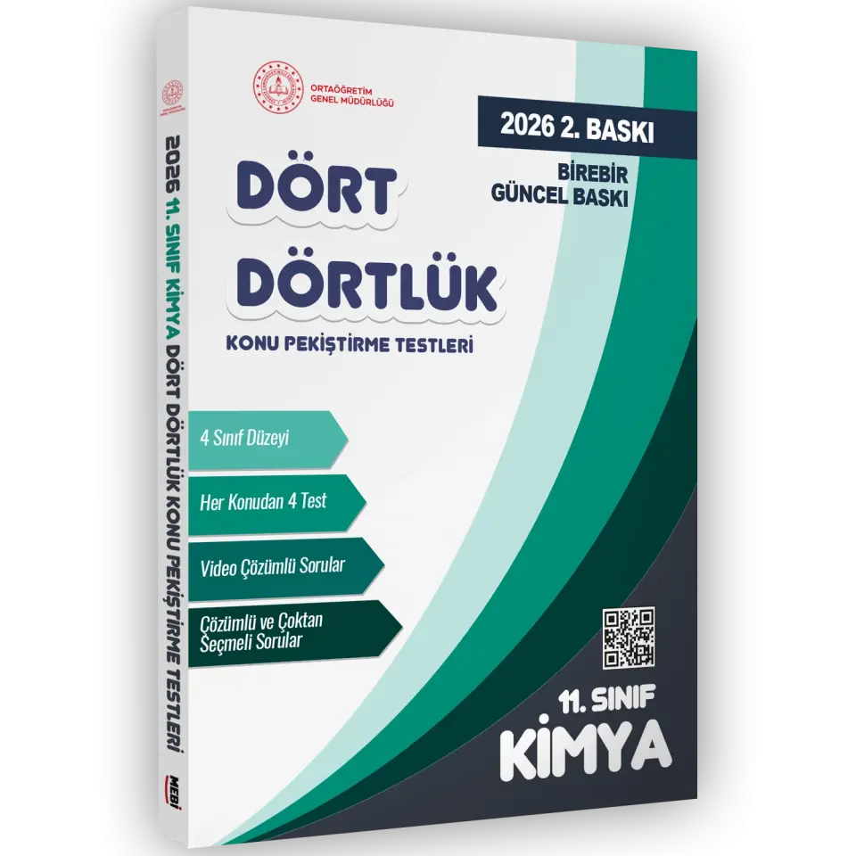 2026 MEBİ-OGM 11. Sınıf Dört Dörtlük Kimya Pekiştirme Testi A4 Renkli Soru Bankası BASKI ÜCRETİ