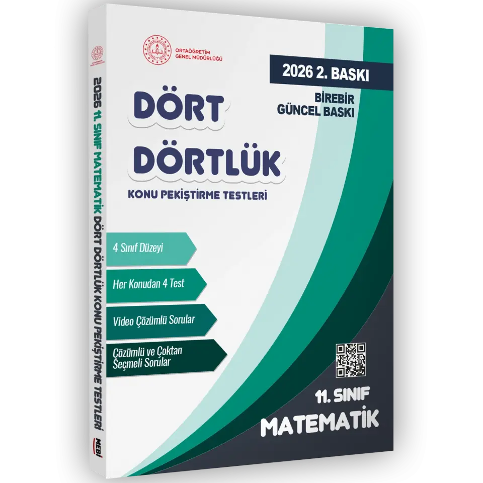 2026 MEBİ-OGM 11. Sınıf Dört Dörtlük Matematik Pekiştirme Testi A4 Renkli Soru Bankası BASKI ÜCRETİ