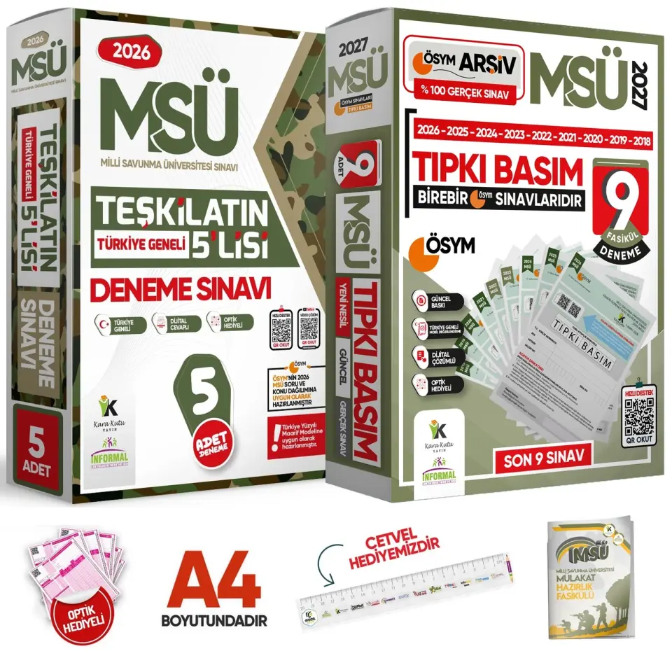 2026 MSÜ ÖSYM Çıkmış Soru 9lu Tıpkı Basım ve Teşkilatın 5lisi Özgün Deneme 2li Set Türkiye Geneli