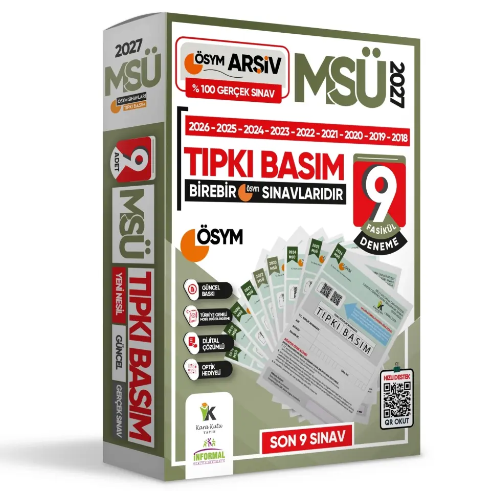 2026 MSÜ ÖSYM Çıkmış Soru Tıpkı Basım 9lu Deneme Paketi Türkiye Geneli Video ve Dijital Çözümlü