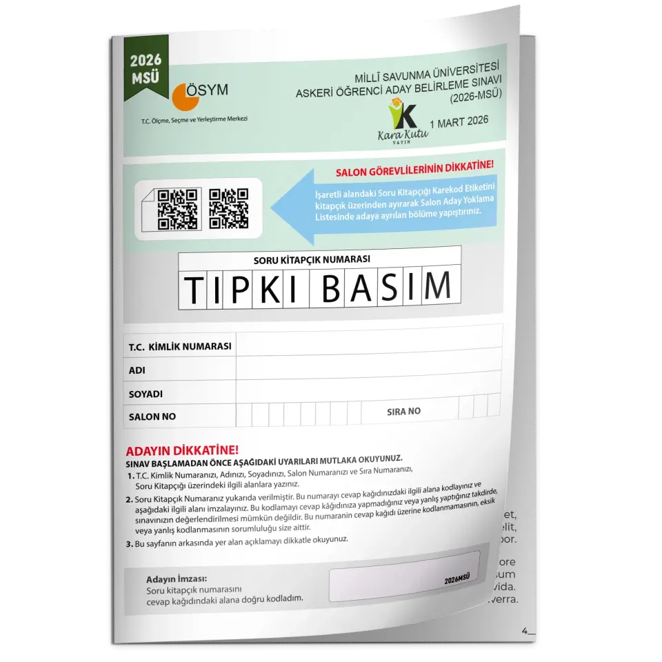 2026 MSÜ ÖSYM Tıpkı Basım Çıkmış Soru Deneme Kitapçığı PDF/Video Çözümlü Türkiye Geneli