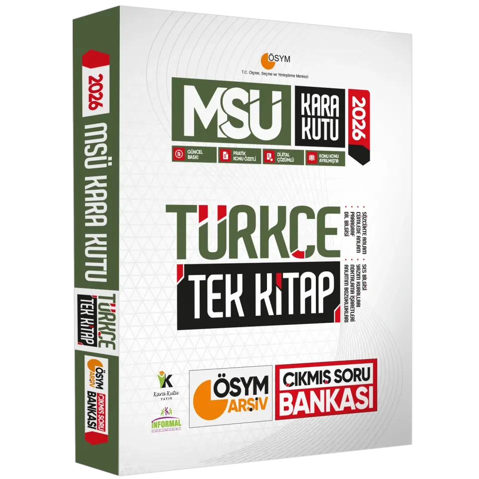 2026 MSÜ Türkçe Kara Kutu TEK KİTAP ÖSYM ARŞİV Çıkmış Soru Bankası Konu Özetli Dijital Çözümlü