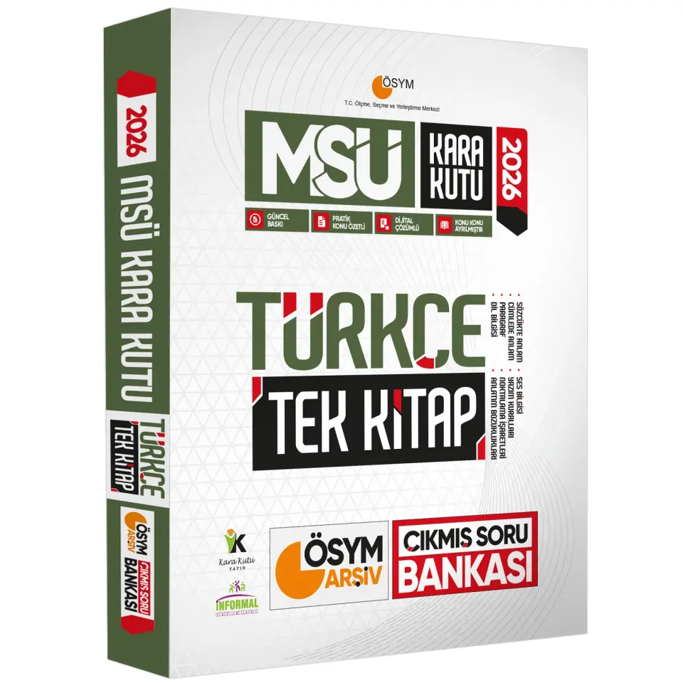 2026 MSÜ Türkçe Kara Kutu TEK KİTAP ÖSYM ARŞİV Çıkmış Soru Bankası Konu Özetli Dijital Çözümlü