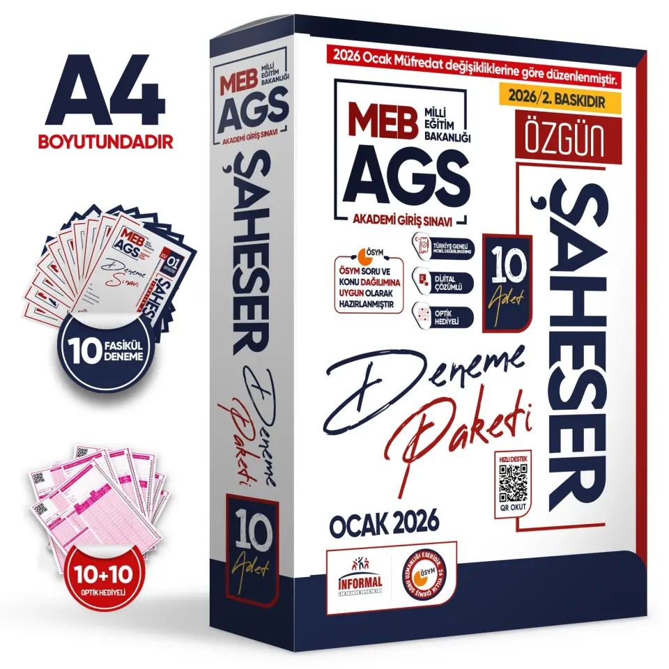 2026 Ocak Müfredatı MEB-AGS ŞAHESER 10lu Deneme 80 Soruluk GY-GK-Eğitim Çözümlü Türkiye Geneli Paket