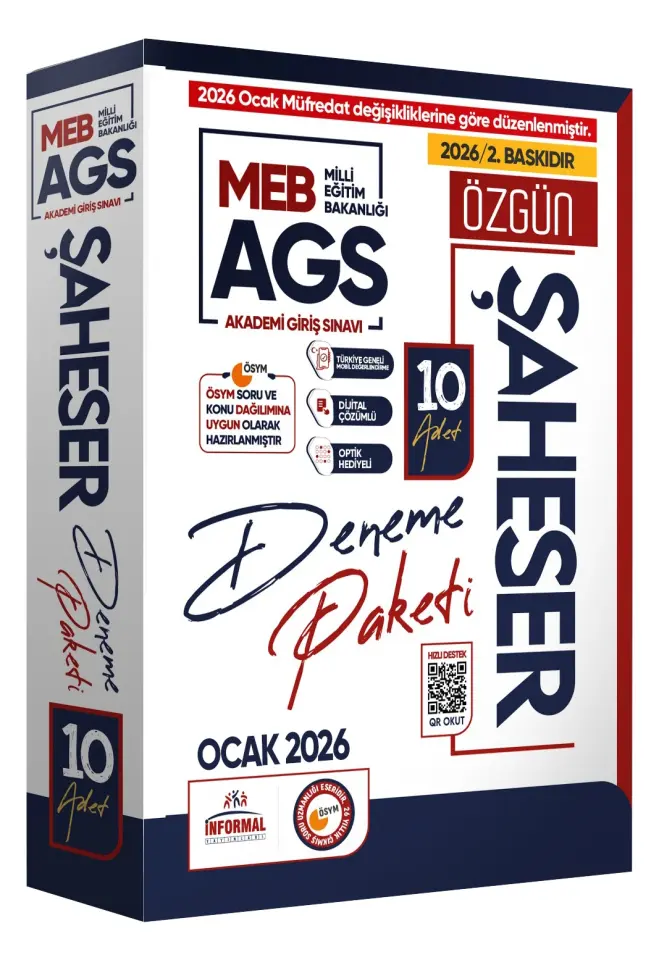 2026 Ocak Müfredatı MEB-AGS ŞAHESER 10lu Deneme 80 Soruluk GY-GK-Eğitim Çözümlü Türkiye Geneli Paket