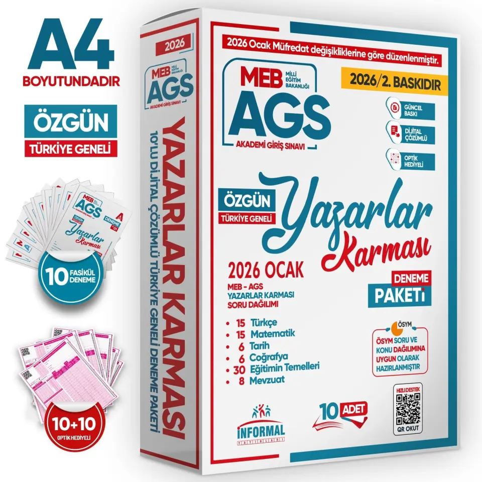 2026 Ocak Müfredatı MEB-AGS Yazarlar Karması 10lu Deneme 80 Soruluk GY-GK-Eğitim Çözümlü TG Paket