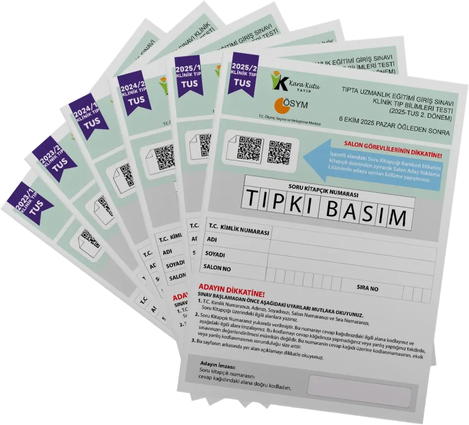 2026 TUS Klinik Tıp Bilimleri ÖSYM Çıkmış Soru Tıpkı Basım Son 3 Yıl 6lı Deneme Kitapçığı