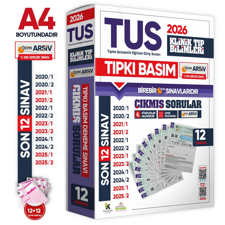 2026 TUS Klinik Tıp Bilimleri ÖSYM Çıkmış Soru Tıpkı Basım Son 6 Yıl 12li Deneme Kitapçığı