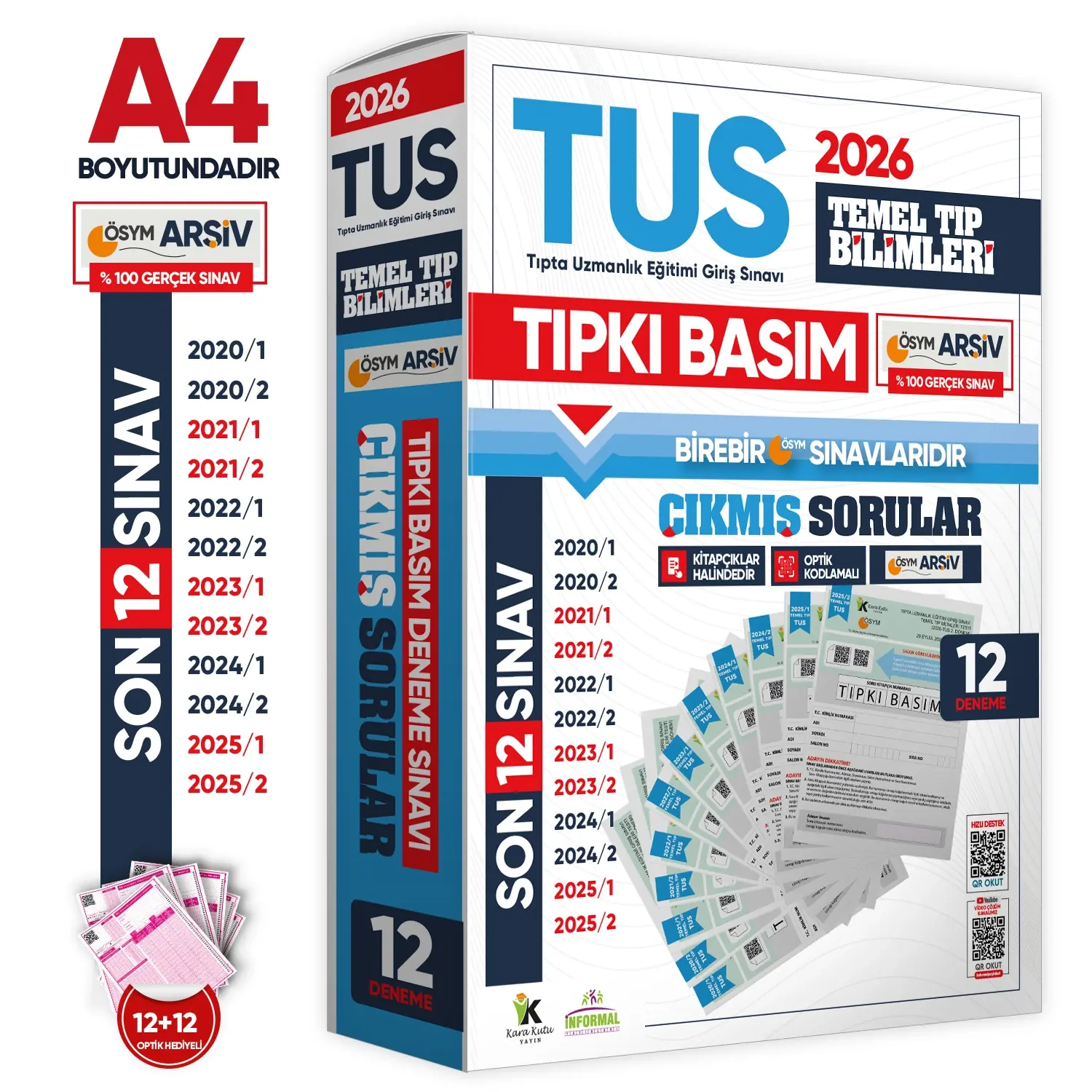 2026 TUS Temel Tıp Bilimleri ÖSYM Çıkmış Soru Tıpkı Basım Son 6 Yıl 12li Deneme Kitapçığı