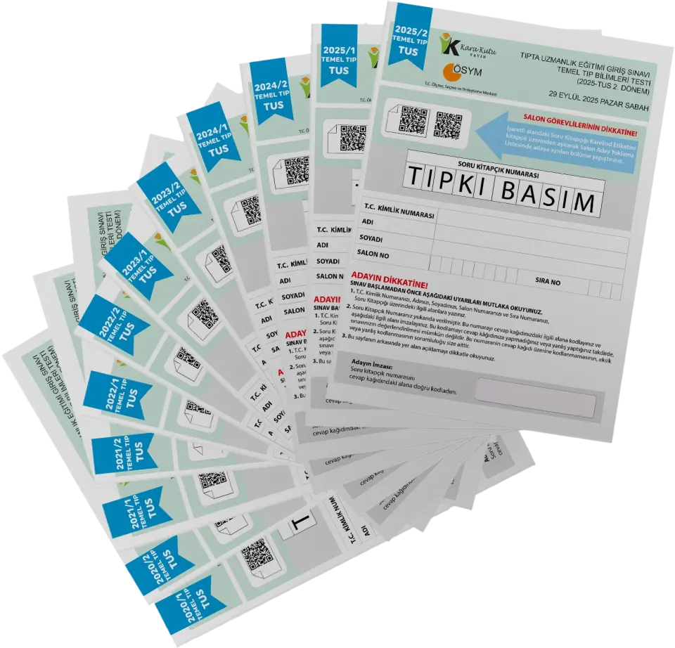 2026 TUS Temel Tıp Bilimleri ÖSYM Çıkmış Soru Tıpkı Basım Son 6 Yıl 12li Deneme Kitapçığı