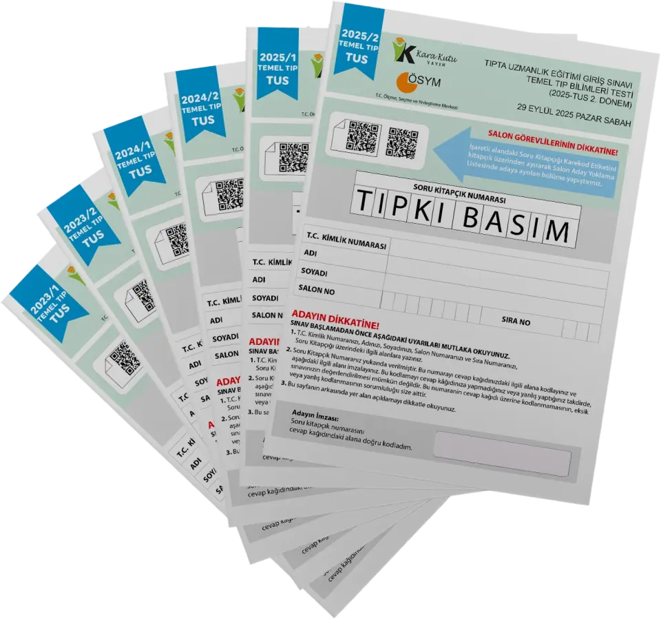 2026 TUS Temel&Klinik Tıp Bilimleri ÖSYM Çıkmış Soru Tıpkı Basım Son 3 Yıl 12li Deneme Kitapçığı