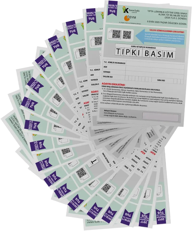 2026 TUS Temel&Klinik Tıp Bilimleri ÖSYM Çıkmış Soru Tıpkı Basım Son 9 Yıl 36lı Deneme Kitapçığı