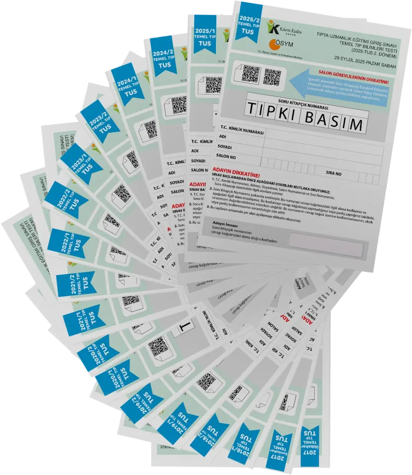 2026 TUS Temel&Klinik Tıp Bilimleri ÖSYM Çıkmış Soru Tıpkı Basım Son 9 Yıl 36lı Deneme Kitapçığı