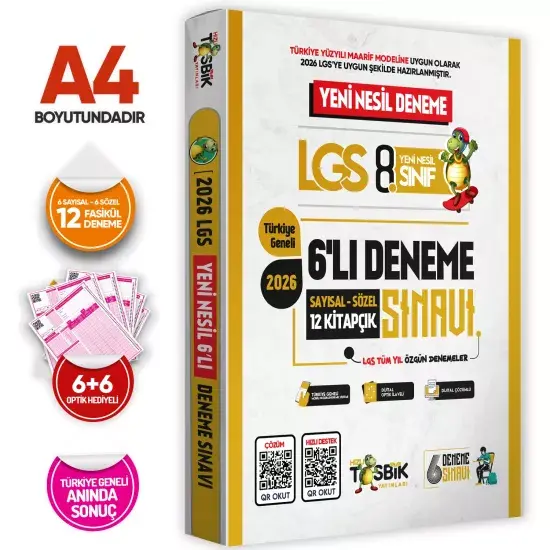 2026 8. Sınıf Yeni Sistem LGS 6lı TÜM YIL Deneme Paketi Dijital Çözümlü Hızlı Tosbik Yayınları