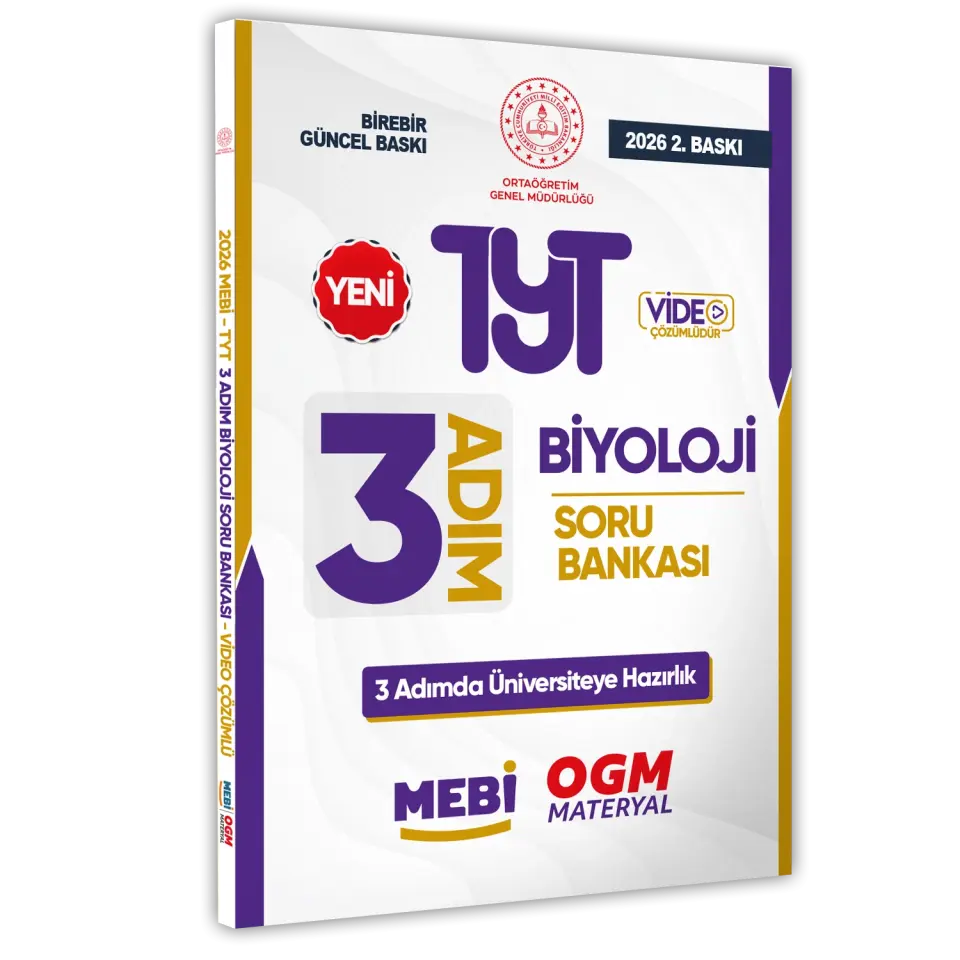 2026 TYT MEBİ-OGM 3 ADIM Biyoloji Soru Bankası RENKLİ A4 Boyut Video Çözümlü BASKI ÜCRETİ