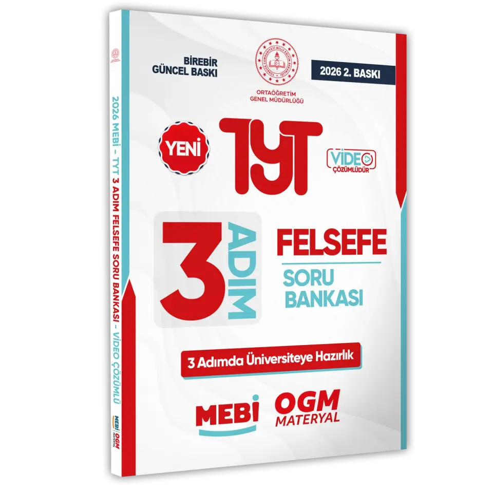 2026 TYT MEBİ-OGM 3 ADIM Felsefe Soru Bankası RENKLİ A4 Boyut Video Çözümlü BASKI ÜCRETİ