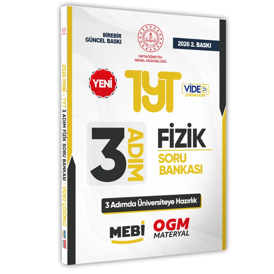 2026 TYT MEBİ-OGM 3 ADIM Fizik Soru Bankası RENKLİ A4 Boyut Video Çözümlü BASKI ÜCRETİ
