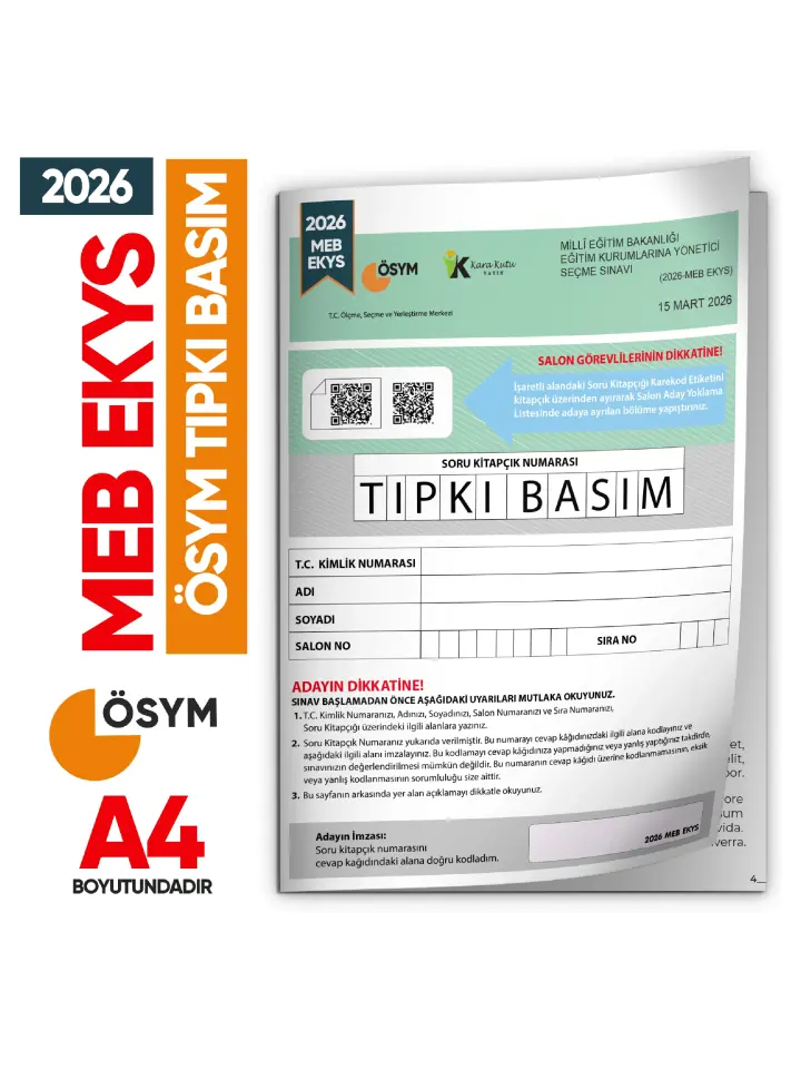 2026 MEB-EKYS(MEB-AGS Uyumlu)ÖSYM Çıkmış Soru Tıpkı Basım Deneme Sınavı Türkiye Geneli Soru Fasikülü