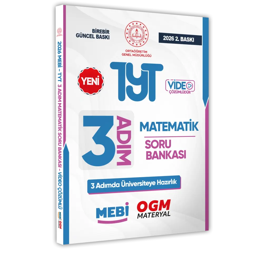 2026 TYT MEBİ-OGM 3 ADIM Matematik Soru Bankası RENKLİ A4 Boyut Video Çözüm BASKI ÜCRETİ
