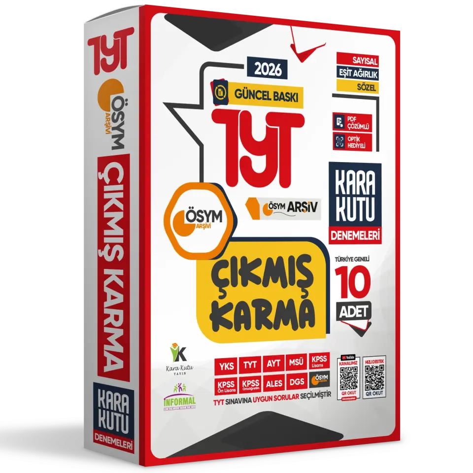 2026 TYT ÖSYM Çıkmış Karma Kara Kutu Sayısal-Sözel-Eşit Ağırlık TG 10lu Deneme Paketi D.Çözümlü