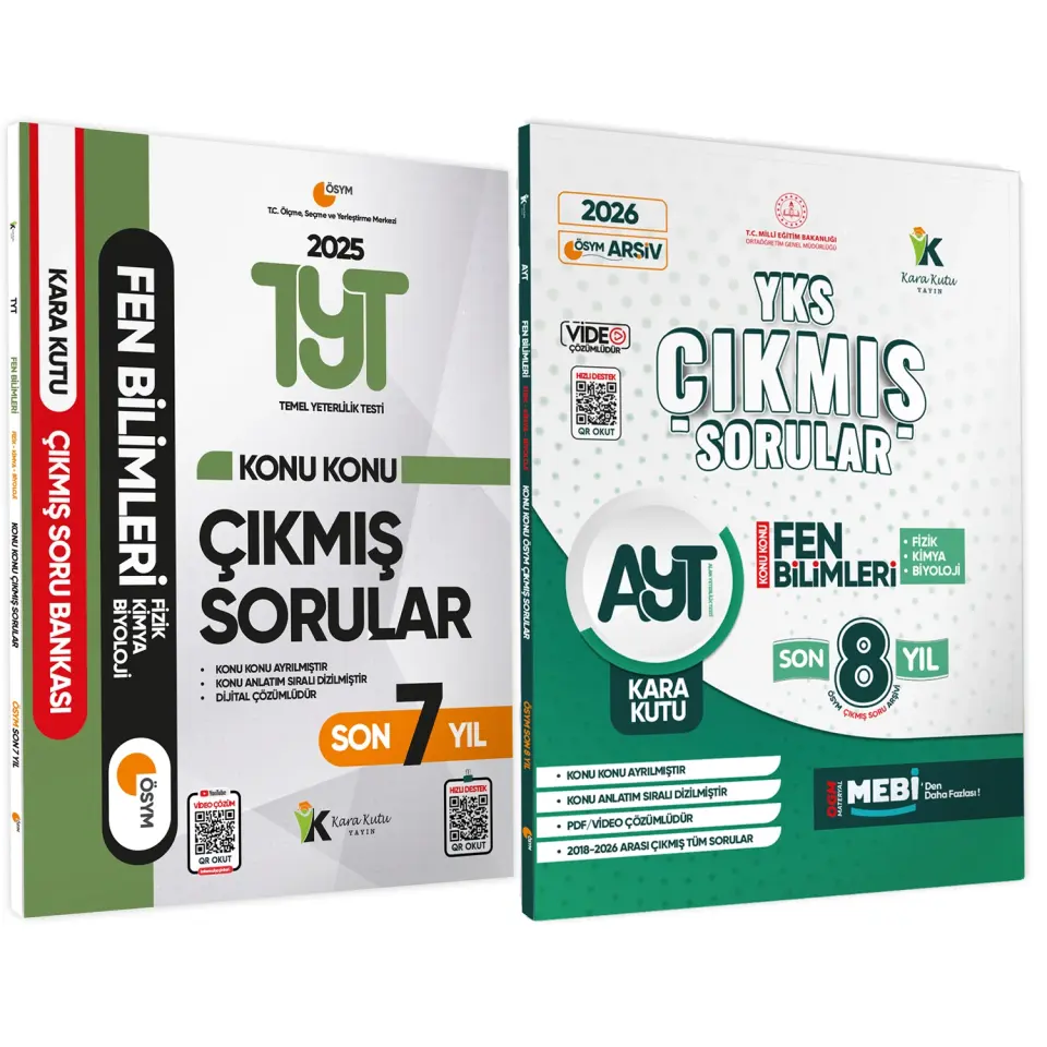 2026 TYT ve AYT FEN Bilimleri Karakutu ÖSYM Çıkmış Soru Bankası 2li Set Çözümlü Konu Konu Son 8 Yıl