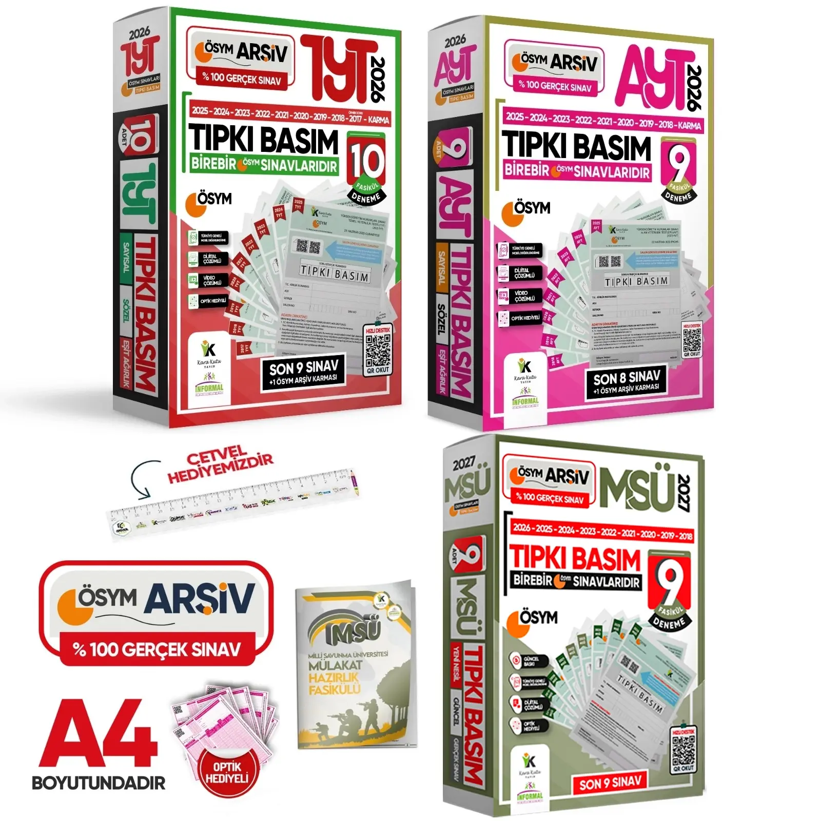 2026 TYT-AYT-MSÜ ÖSYM Çıkmış Soru Tıpkı Basım 27li (10+9+9) Deneme Paketi Video Çözümlü Türkiye Geneli