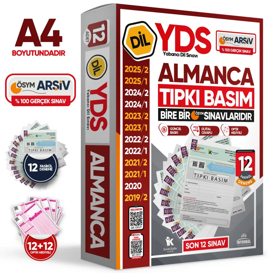 2026 YDS Almanca ÖSYM Tıpkı Basım Çıkmış Soru Deneme Paketi Dijital Çözümlü 12li Fasikül SETİ