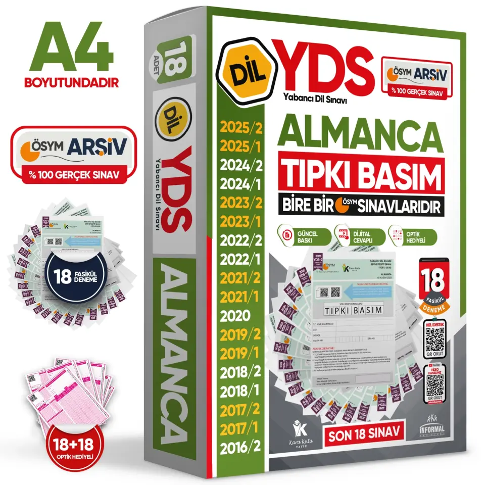 2026 YDS Almanca ÖSYM Tıpkı Basım Çıkmış Soru Deneme Paketi Dijital Çözümlü 18li Fasikül SETİ