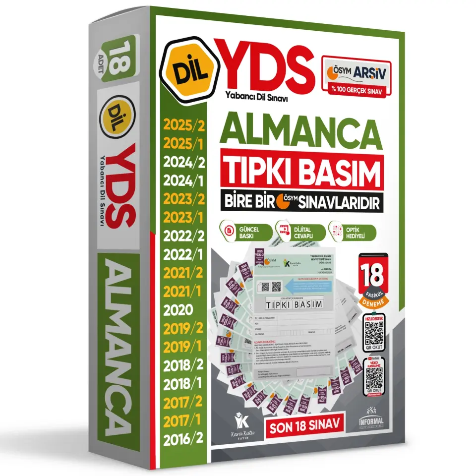 2026 YDS Almanca ÖSYM Tıpkı Basım Çıkmış Soru Deneme Paketi Dijital Çözümlü 18li Fasikül SETİ