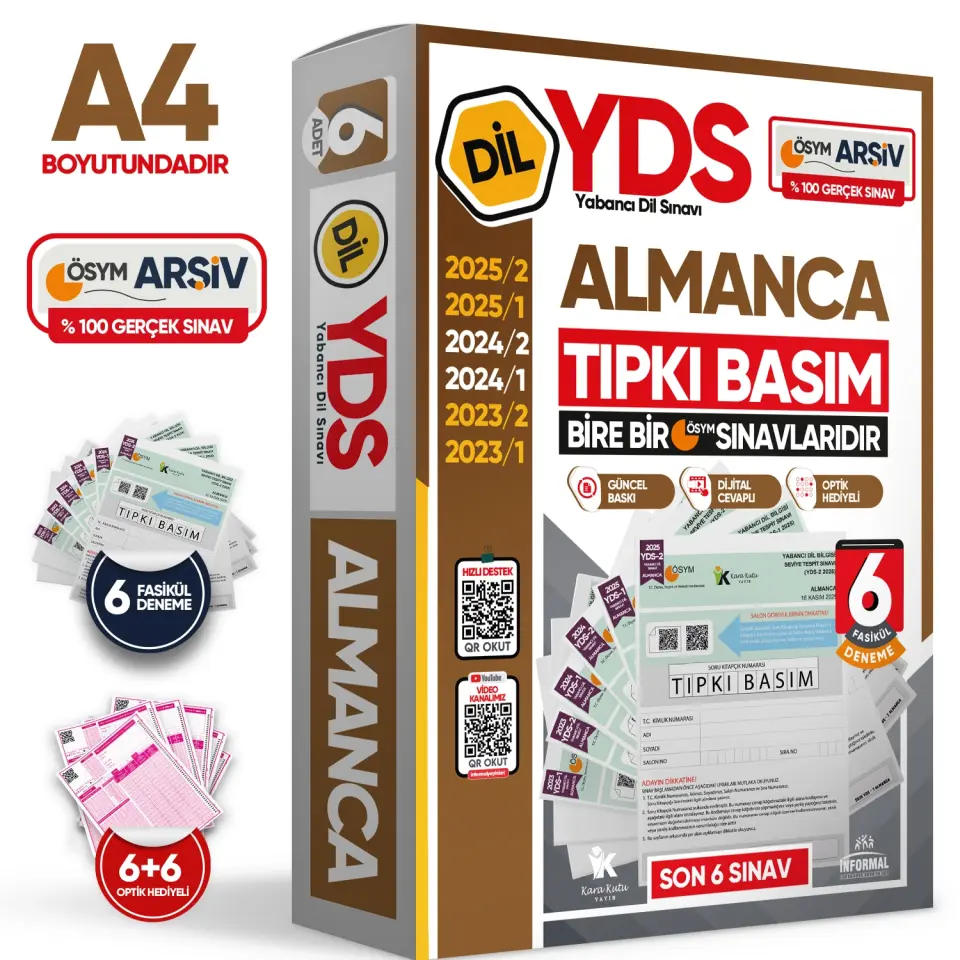 2026 YDS Almanca ÖSYM Tıpkı Basım Çıkmış Soru Deneme Paketi 6lı Fasikül SETİ