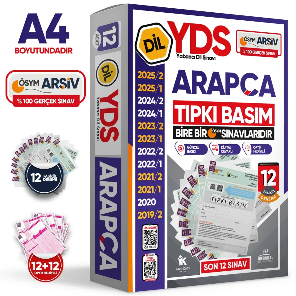 2026 YDS Arapça ÖSYM Tıpkı Basım Çıkmış Soru Deneme Paketi 12li Fasikül SETİ