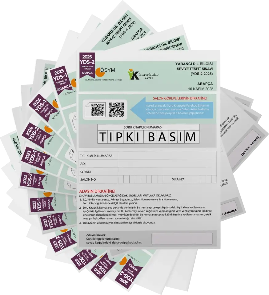 2026 YDS Arapça ÖSYM Tıpkı Basım Çıkmış Soru Deneme Paketi 12li Fasikül SETİ