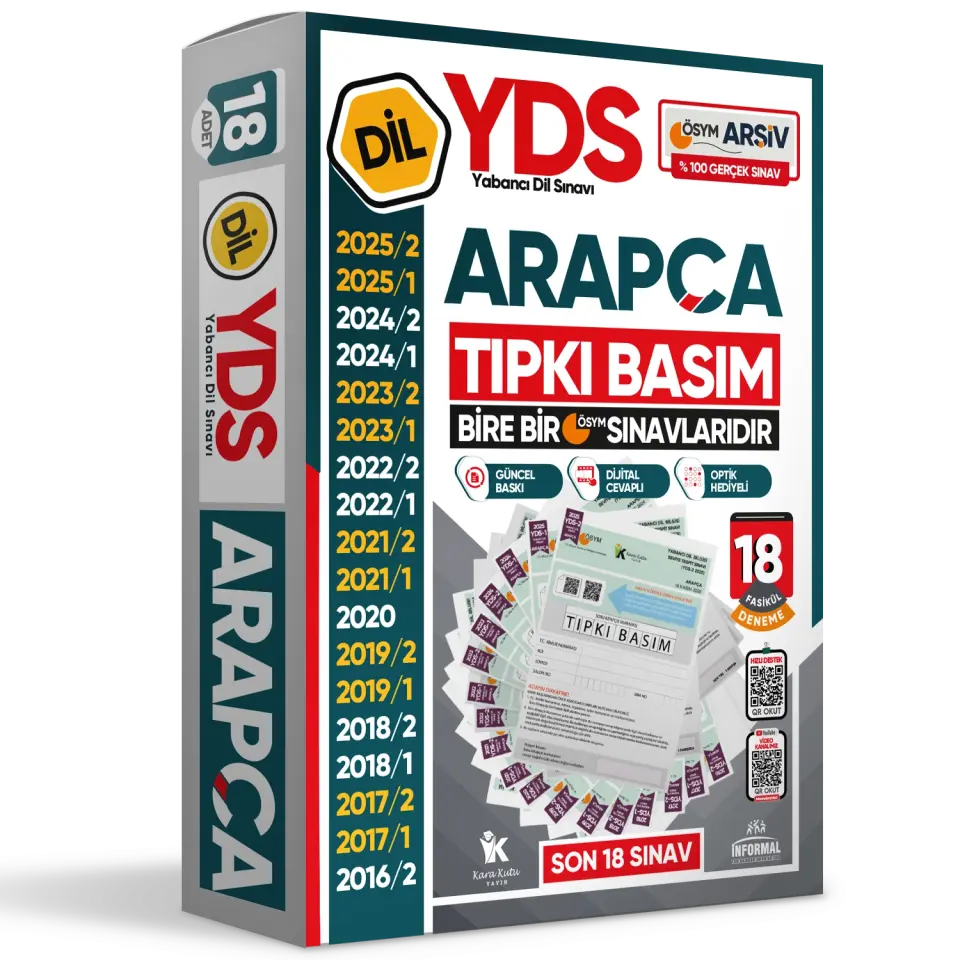 2026 YDS Arapça ÖSYM Tıpkı Basım Çıkmış Soru Deneme Paketi 18li Fasikül SETİ