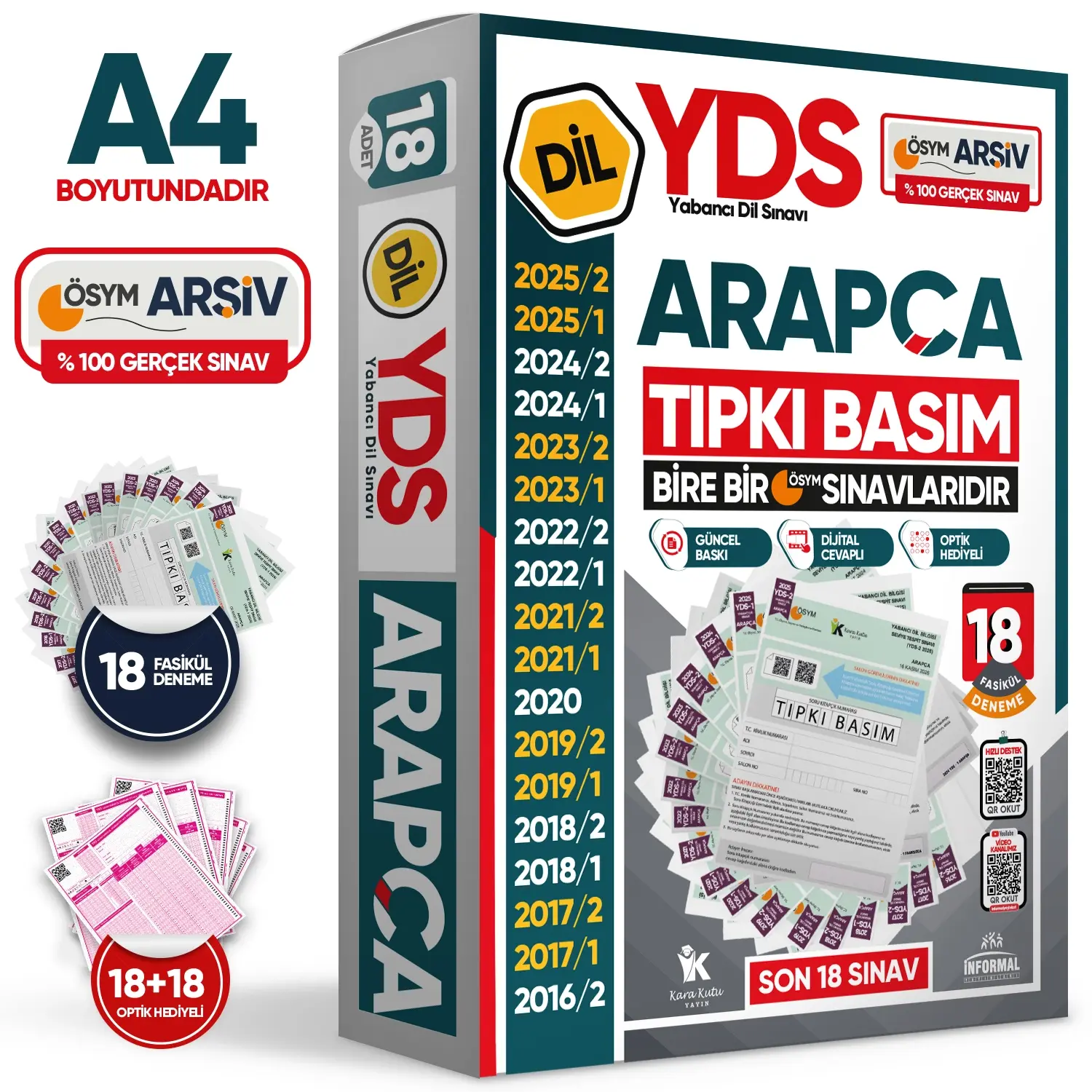 2026 YDS Arapça ÖSYM Tıpkı Basım Çıkmış Soru Deneme Paketi 18li Fasikül SETİ
