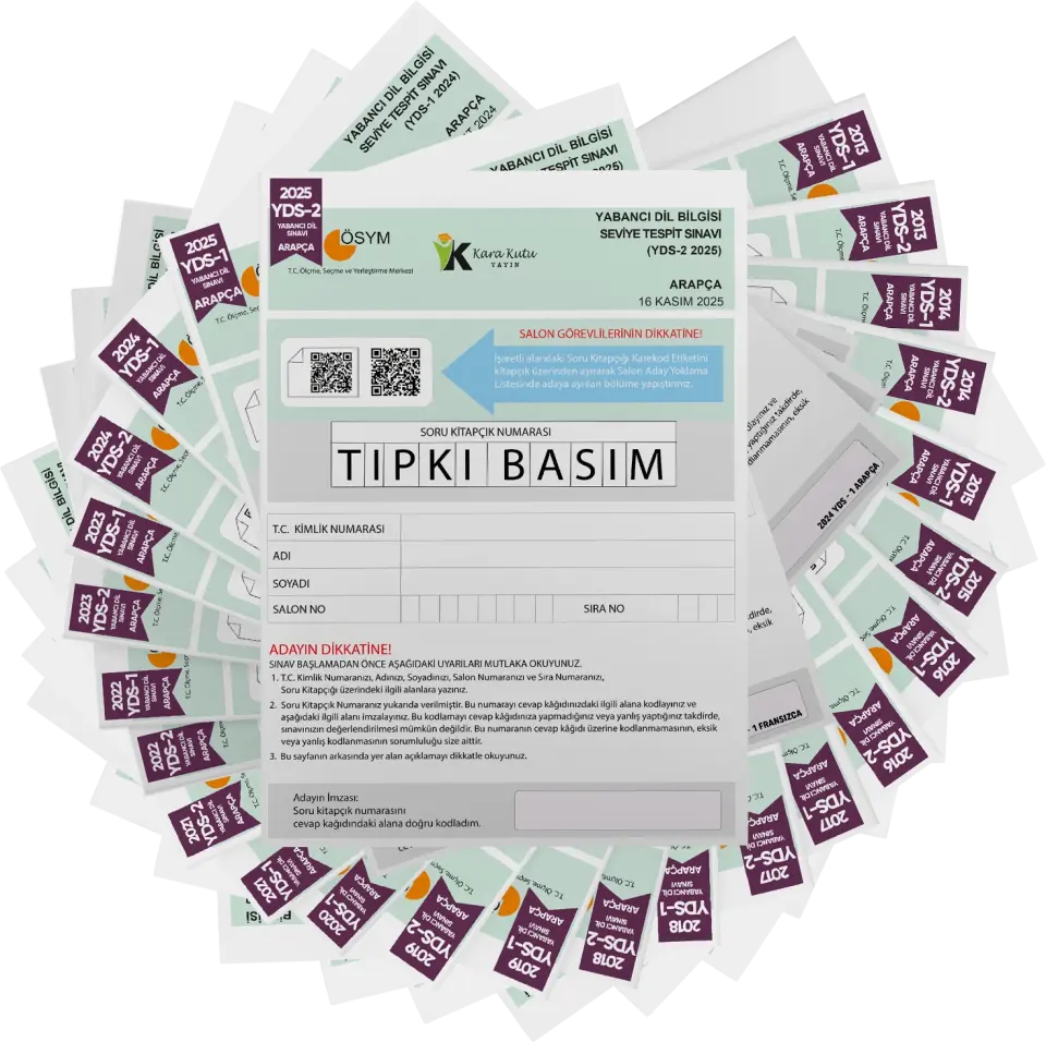 2026 YDS Arapça ÖSYM Tıpkı Basım Çıkmış Soru Deneme Paketi 25li Fasikül SETİ