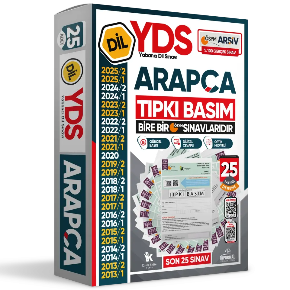 2026 YDS Arapça ÖSYM Tıpkı Basım Çıkmış Soru Deneme Paketi 25li Fasikül SETİ
