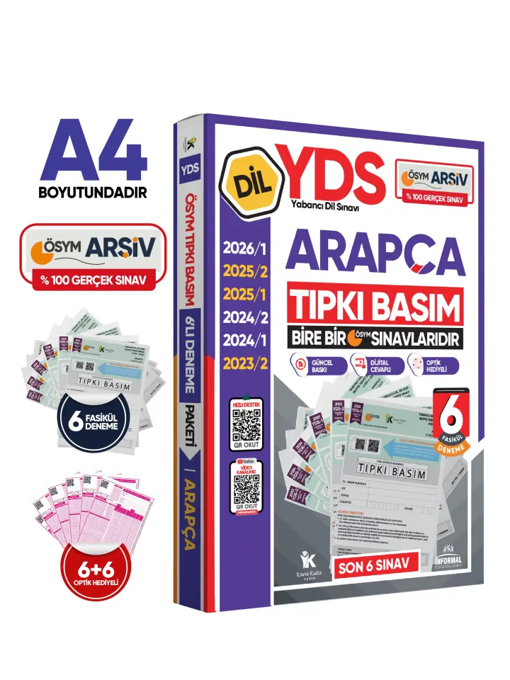 2026 YDS Arapça ÖSYM Tıpkı Basım Çıkmış Soru Deneme Paketi Dijital Çözümlü 6lı Fasikül SETİ