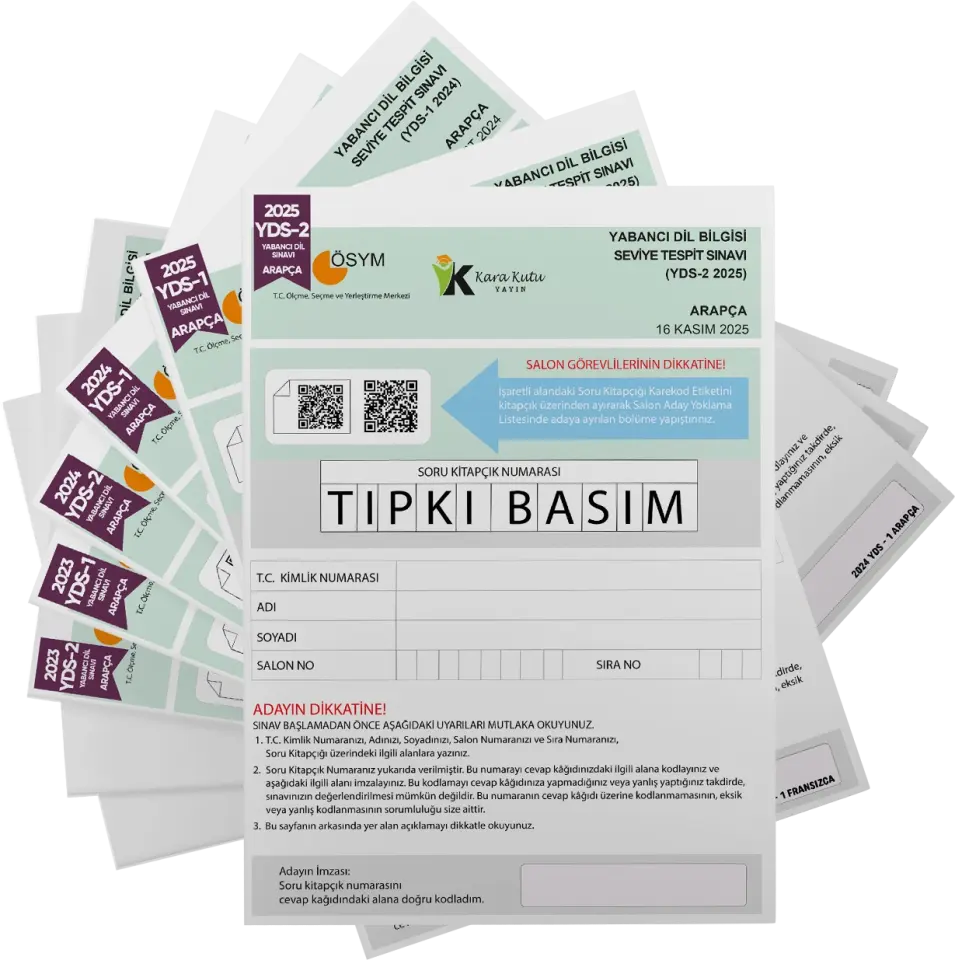 2026 YDS Arapça ÖSYM Tıpkı Basım Çıkmış Soru Deneme Paketi 6lı Fasikül SETİ