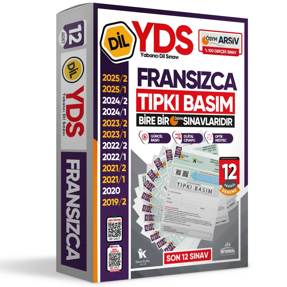 2026 YDS Fransızca ÖSYM Tıpkı Basım Çıkmış Soru Deneme Paketi 12li Fasikül SETİ