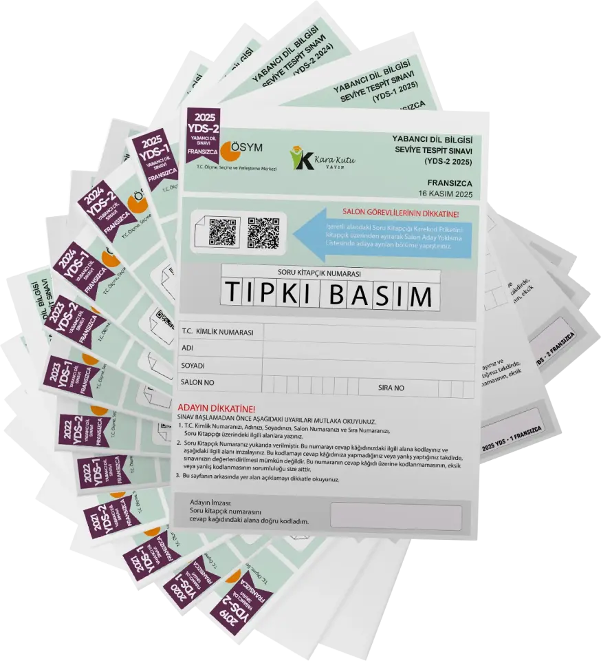 2026 YDS Fransızca ÖSYM Tıpkı Basım Çıkmış Soru Deneme Paketi 12li Fasikül SETİ