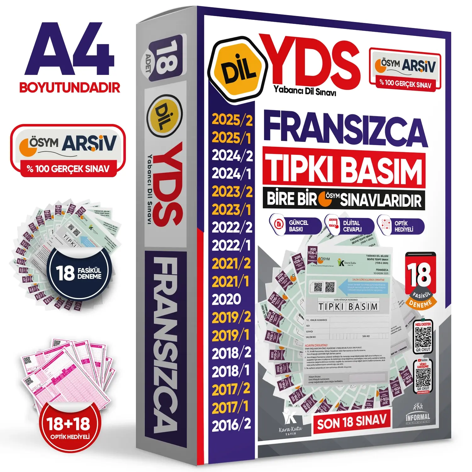 2026 YDS Fransızca ÖSYM Tıpkı Basım Çıkmış Soru Deneme Paketi 18li Fasikül SETİ