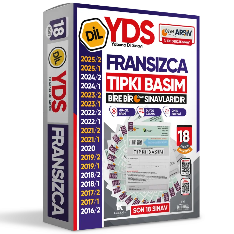 2026 YDS Fransızca ÖSYM Tıpkı Basım Çıkmış Soru Deneme Paketi 18li Fasikül SETİ
